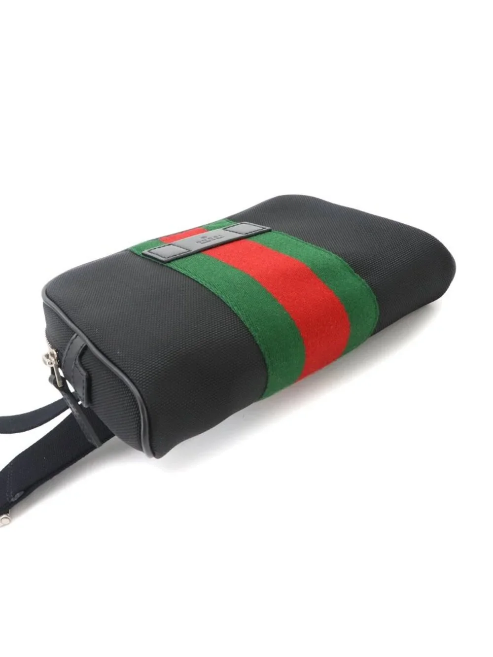 Gucci Sherry Line Belt Bag Canvas Leather Black Silver